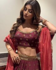 Glamorous Akanksha Puri in a Red Traditional Lehenga Pictures 02