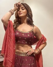 Glamorous Akanksha Puri in a Red Traditional Lehenga Pictures 04