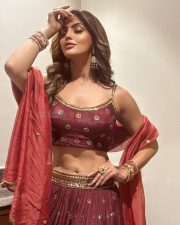 Glamorous Akanksha Puri in a Red Traditional Lehenga Pictures 04