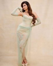 Glamorous Palak Tiwari in a Transparent Light Green Thigh Slit Gown Photos 04