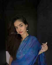 Gorgeous Anushka Sen in a Blue Designer Saree Photos 06 Gorgeous Anushka Sen in a Blue Designer Saree Photos 06