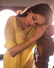 Graceful Actress Chahatt Khanna in a Yellow Saree Photos 01