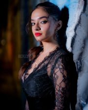 Irresistible Anushka Sen in a Midnight Black Blue Chantilly Lace Evening Slit Lace Maxi Dress Pictures 10 Irresistible Anushka Sen in a Midnight Black Blue Chantilly Lace Evening Slit Lace Maxi Dress Pictures 10