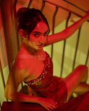 Killer Beauty Anushka Sen in a Red Off Shoulder Dress Photos 05