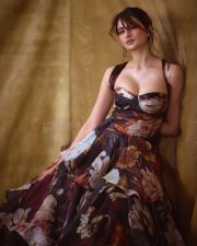 Magnetic Actress Palak Tiwari in a Dark Floral Off Shoulder Ball Gown with a Deep Cleavage Corset Bodice Pictures 01