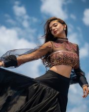 Mesmerising Anushka Sen in a Sheer Black Net Blouse with Billowy Sleeves and Chanderi Skirt at Cannes Film Festival 2025 Pictures 04