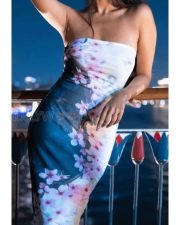 Mesmerizing Anushka Sen in a Strapless Cherry Blossom Printed Maxi Dress Pictures 02 Mesmerizing Anushka Sen in a Strapless Cherry Blossom Printed Maxi Dress Pictures 02