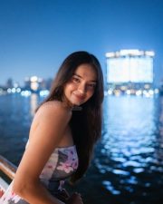 Mesmerizing Anushka Sen in a Strapless Cherry Blossom Printed Maxi Dress Pictures 04 Mesmerizing Anushka Sen in a Strapless Cherry Blossom Printed Maxi Dress Pictures 04