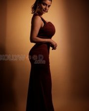 Provocative Actress Anveshi Jain in a Maroon Halter Maxi Dress Photos 03