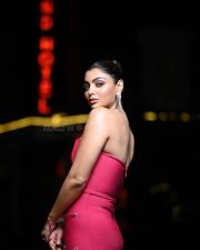 Red Hot Akanksha Puri in a Strapless Sleeveless Rose Red Feather Maxi Bandage Dress Photos 03