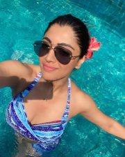 Sexy Akanksha Puri in a Blue Swimsuit Pictures 01