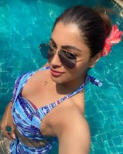 Sexy Akanksha Puri in a Blue Swimsuit Pictures 02