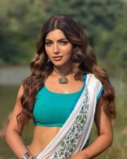 Sexy Akanksha Puri in a Turquoise Floral Lehenga Photos 02