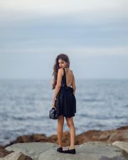 Sexy Anushka Sen in a Black Sleeveless A Line Mini Dress Photos 07