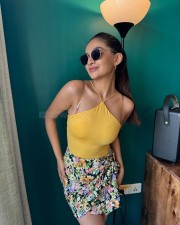 Sexy Anushka Sen in a Yellow Halter Top with a Floral Skirt Photos 02