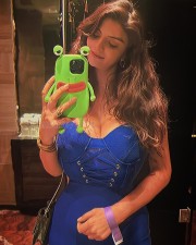 Sexy Anveshi Jain in a Stylish Blue Maxi Dress Pictures 03