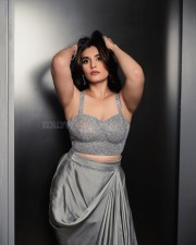 Sexy Divyansha Kaushik in a Grey Lehenga Set Photos 02