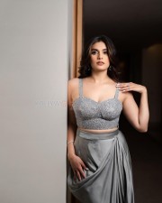 Sexy Divyansha Kaushik in a Grey Lehenga Set Photos 03