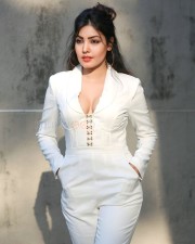 Sexy Komal Jha in a White Long Sleeve Corset Jumpsuit Pictures 06