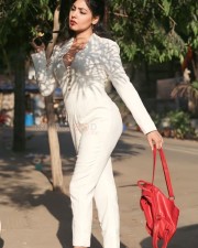 Sexy Komal Jha in a White Long Sleeve Corset Jumpsuit Pictures 14