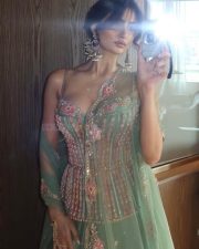 Sexy Palak Tiwari in a Pastel Green Corset Lehenga Photos 02