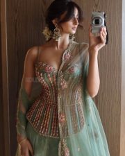 Sexy Palak Tiwari in a Pastel Green Corset Lehenga Photos 03