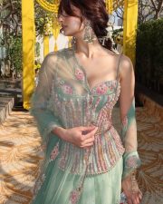 Sexy Palak Tiwari in a Pastel Green Corset Lehenga Photos 04