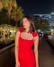 Sexy Palak Tiwari in a Red Rose Midi Dress Photos 01