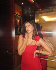 Sexy Palak Tiwari in a Red Rose Midi Dress Photos 02