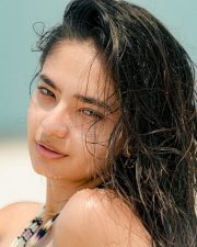 Sexy and Bold Anushka Sen in a Striped Beach Monokini Photos 07 Sexy and Bold Anushka Sen in a Striped Beach Monokini Photos 07