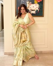 Shraddha Arya in a Pastel Saree for Diwali Photos 01