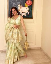 Shraddha Arya in a Pastel Saree for Diwali Photos 04