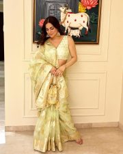 Shraddha Arya in a Pastel Saree for Diwali Photos 06