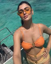 Sizzling Akanksha Puri in an Orange Two Piece Bikini Photos 05