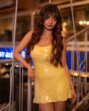 Social Media Hottie Anushka Sen in a Yellow Sequin Backless Mini Dress Photos 01 Social Media Hottie Anushka Sen in a Yellow Sequin Backless Mini Dress Photos 01