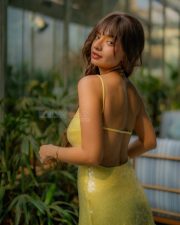 Social Media Hottie Anushka Sen in a Yellow Sequin Backless Mini Dress Photos 04 Social Media Hottie Anushka Sen in a Yellow Sequin Backless Mini Dress Photos 04
