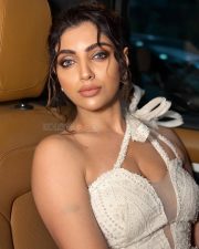 Sultry Akanksha Puri Cleavage in a White Embellished Halter Dress Photos 02