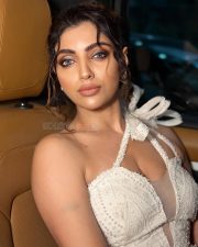 Sultry Akanksha Puri Cleavage in a White Embellished Halter Dress Photos 02