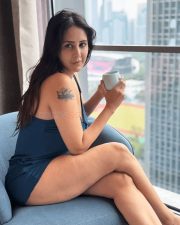 Tempting Chahatt Khanna in a Plunging Short Teal Sleeveless Slip Dress Pictures 03