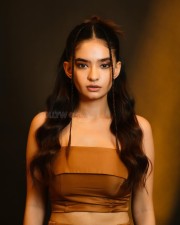 Trendy Beauty Anushka Sen in a Chocolate Brown Off Shoulder Dress Pictures 01