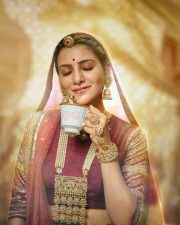 Samantha Ruth Prabhu in a Traditional Costume and Drinking Tea 01 Samantha Ruth Prabhu in a Traditional Costume and Drinking Tea 01