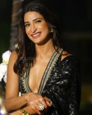 Actress Aahana Kumra in a Black Metallic Lehenga with a Deep Plunging Blouse Photos 04