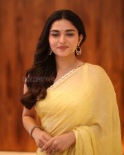 Actress Kayadu Lohar in Yellow Saree at Funky Movie Pre Release Press Meet Photos 01