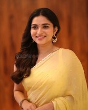 Actress Kayadu Lohar in Yellow Saree at Funky Movie Pre Release Press Meet Photos 02