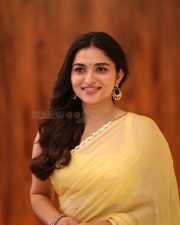 Actress Kayadu Lohar in Yellow Saree at Funky Movie Pre Release Press Meet Photos 05