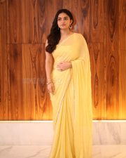 Actress Kayadu Lohar in Yellow Saree at Funky Movie Pre Release Press Meet Photos 08
