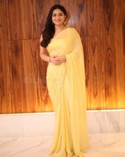 Actress Kayadu Lohar in Yellow Saree at Funky Movie Pre Release Press Meet Photos 09
