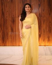 Actress Kayadu Lohar in Yellow Saree at Funky Movie Pre Release Press Meet Photos 10