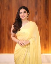 Actress Kayadu Lohar in Yellow Saree at Funky Movie Pre Release Press Meet Photos 14