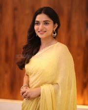 Actress Kayadu Lohar in Yellow Saree at Funky Movie Pre Release Press Meet Photos 19